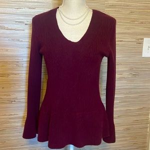 Talbot’s Pure Cashmere Wine Color vNeck Sweater size Medium